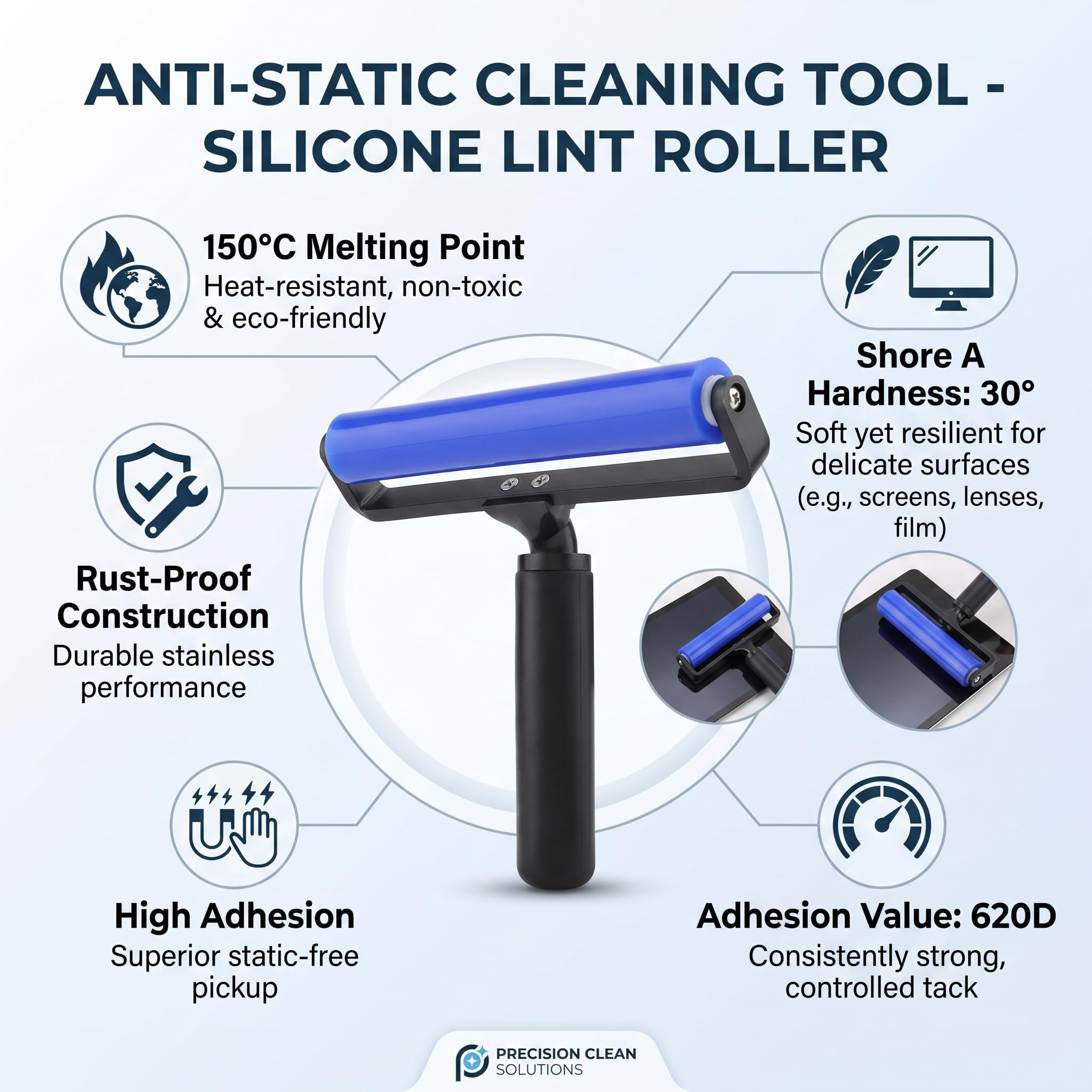 12 Inch Silicone Manual Roller Anti-Static Cleaner Tool,Unde -5