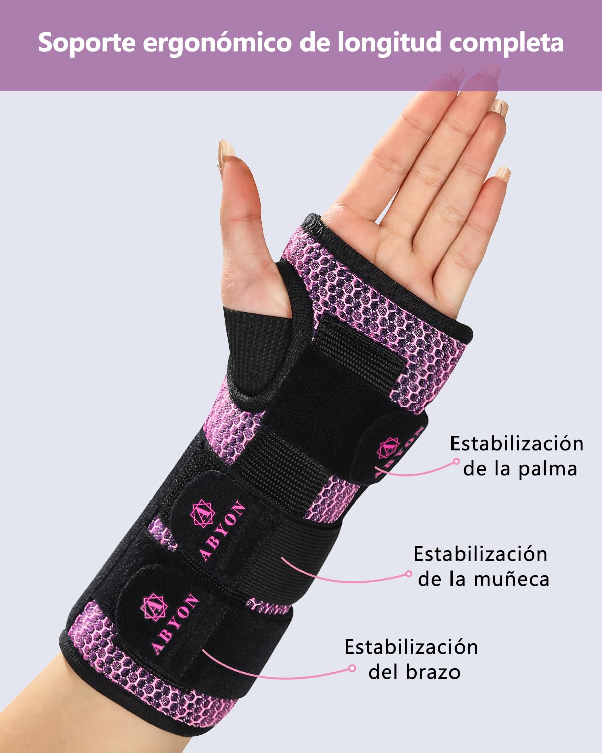 ABYON férula de muñeca para túnel carpiano – Soporte nocturno para alivio del dolor, tendinitis, artritis y esguinces. Ligera, transpirable y acolchada, apta para hombres y mujeres
