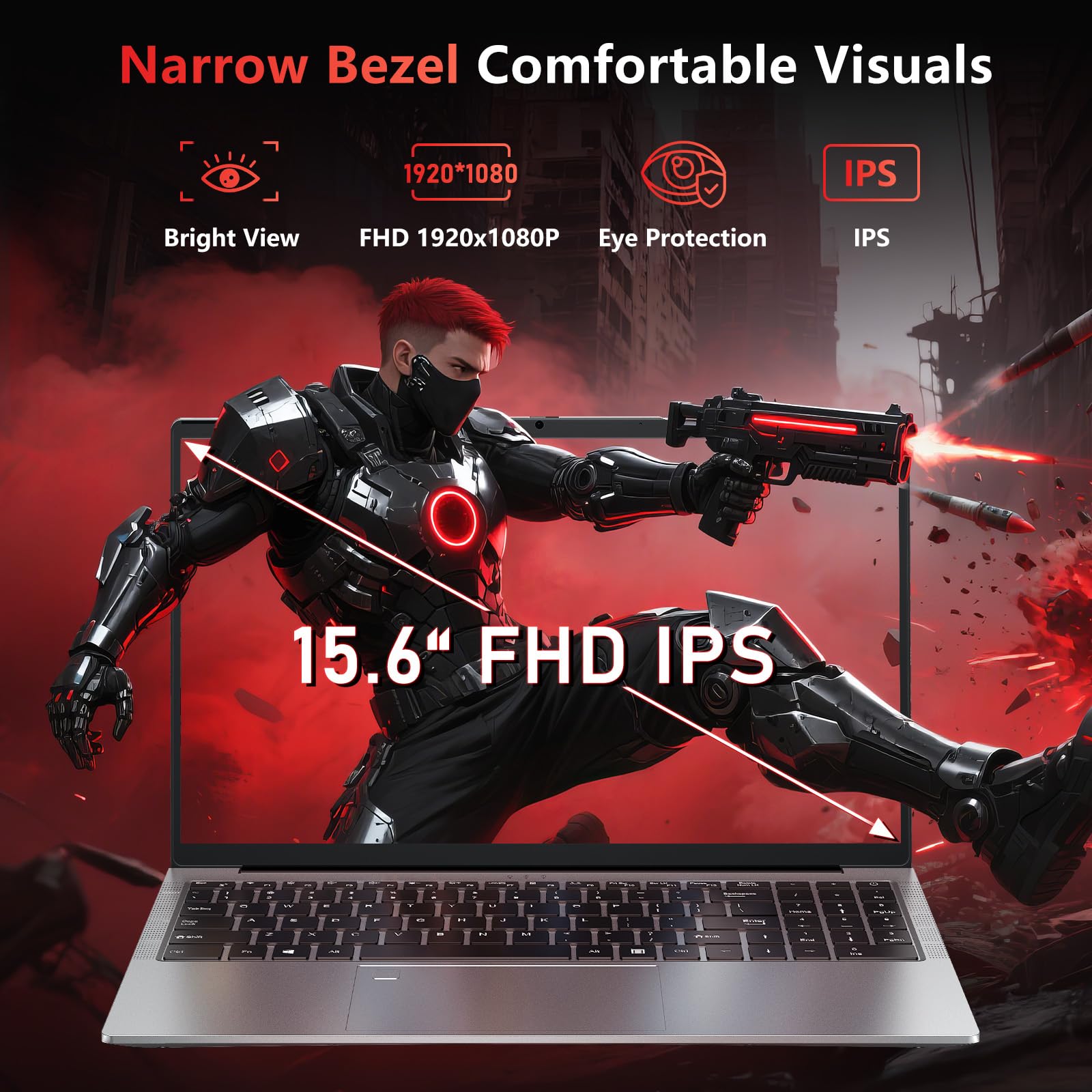 NAIKLULU Processore da 15,6 pollici per gaming computer portatile i9-11900H (2,5 a 4,9 Ghz) 16 GB RAM 1 TB SSD, Gamer Laptop 2025, tastiera retroilluminata, sblocco per impronte digitali, Webcam