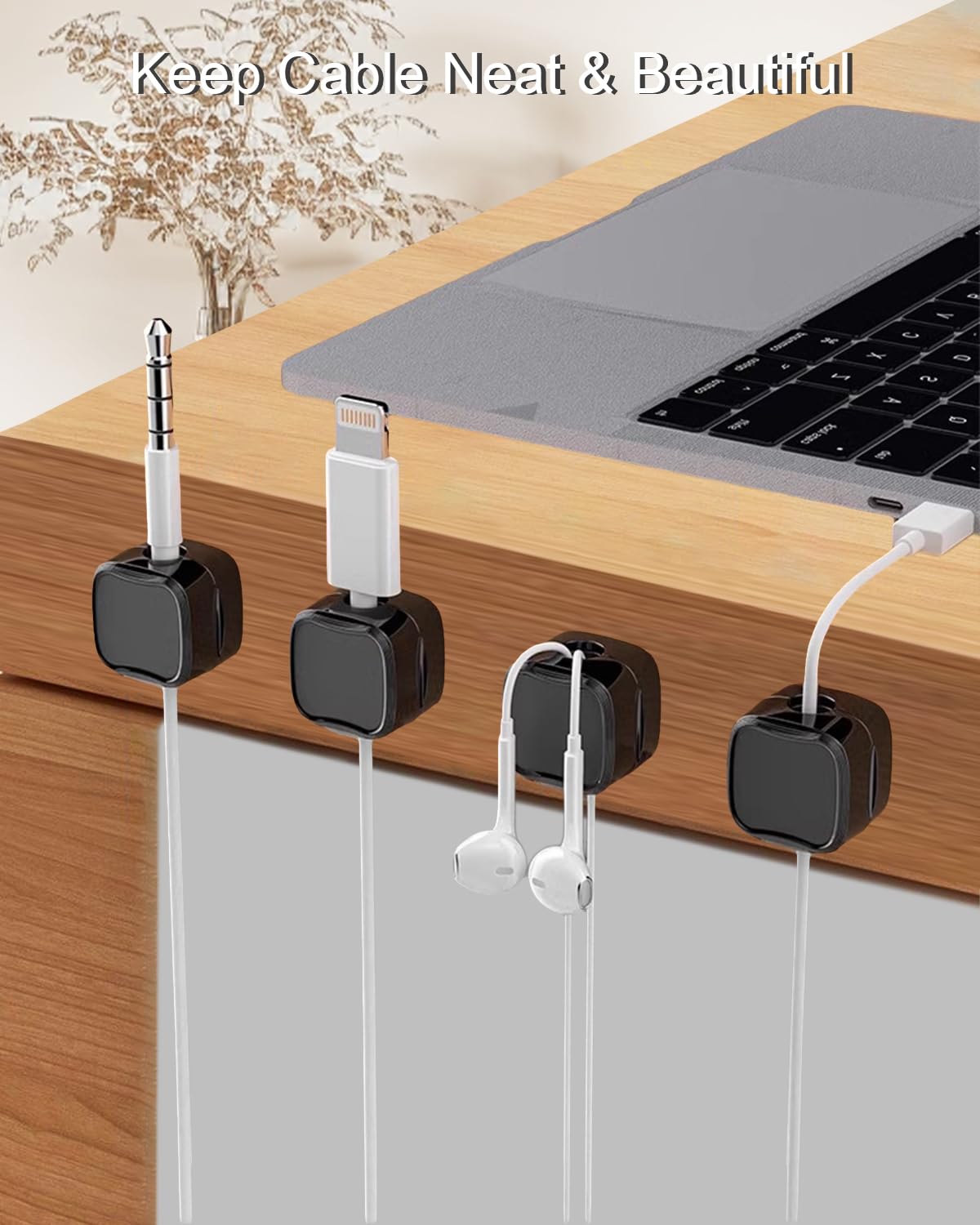 Clips Organisateurs Câbles 5 Clips Organisateurs De Câbles Syncwire - Silicone Adhésif - Range Fils Bureau, Téléphone, Chargeur Organiseur Cordons Adhésif