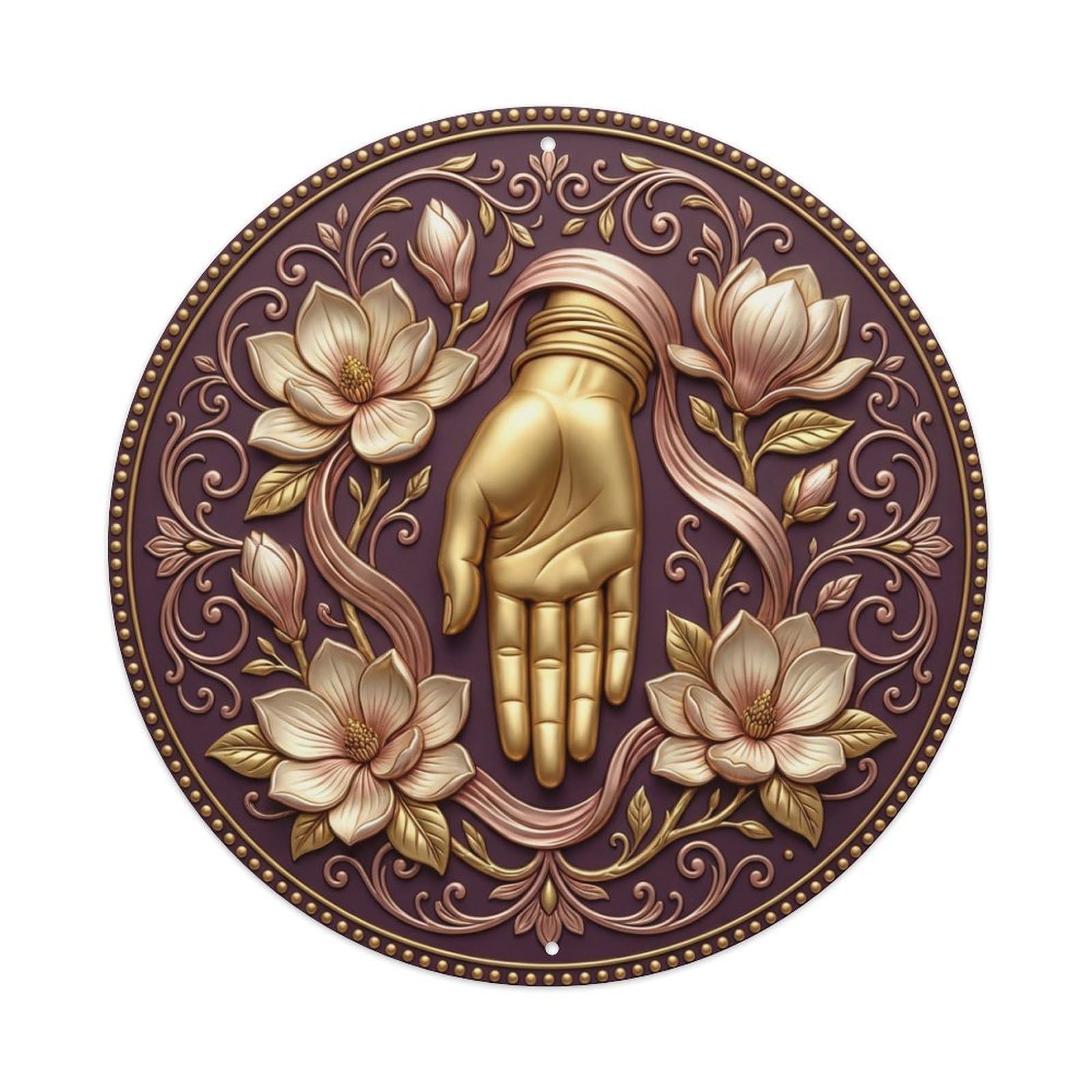 Fyrn Style Metal Tin Sign Vintage Namaste Varada Mudra Compassion Flower Zen Yoga