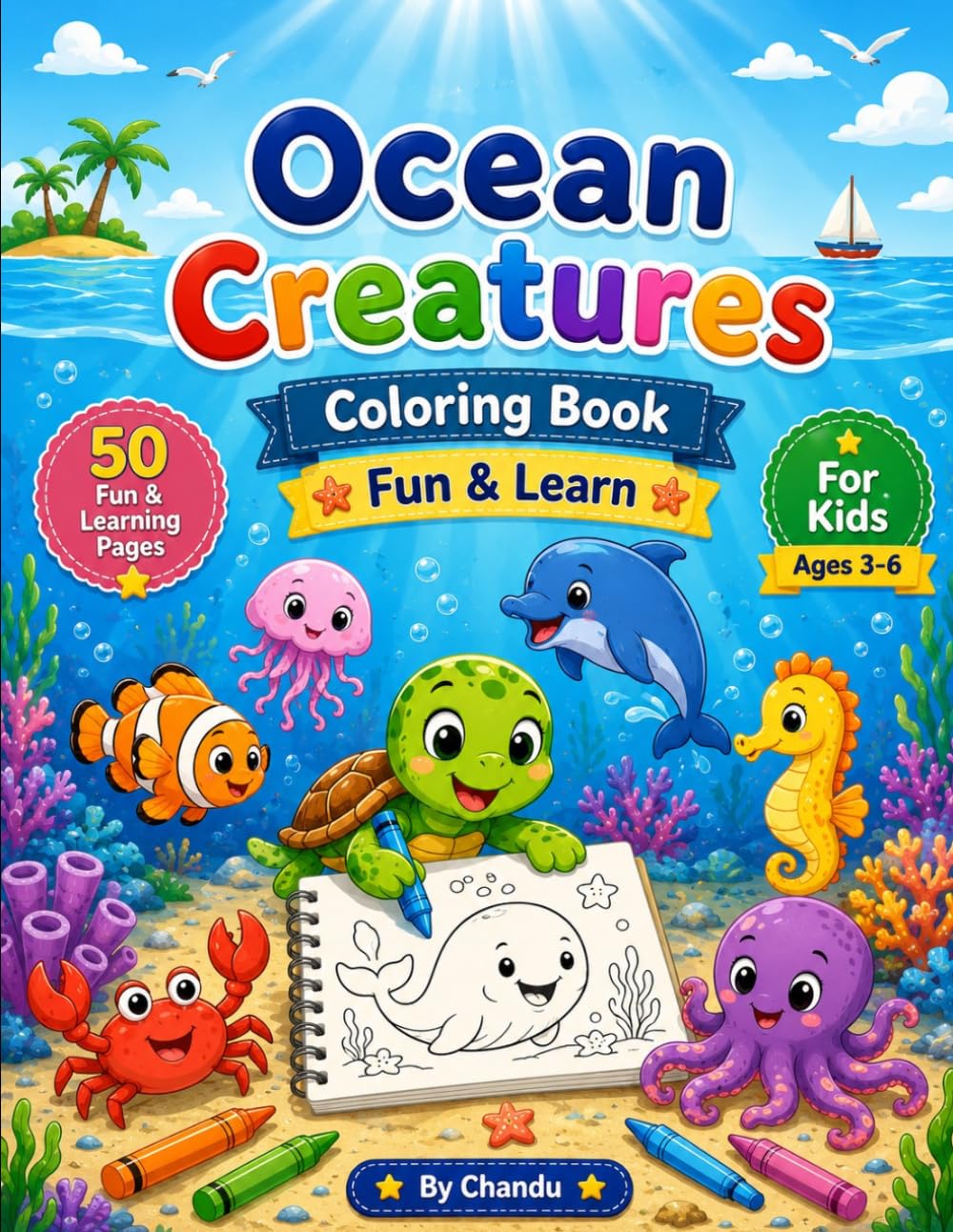 Ocean Creatures Coloring Book: Fun & Learn
