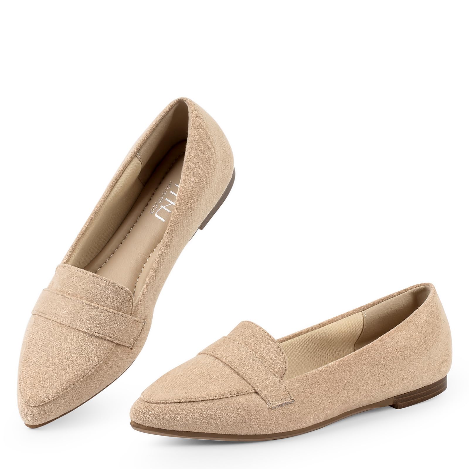 MUSSHOE Pointed Toe Women Flats：Slip-on Loafers Shoes：Comfortable Dressy Casual Business Office Ballet Flats for Working Women Aged 25-45 All Seasons
