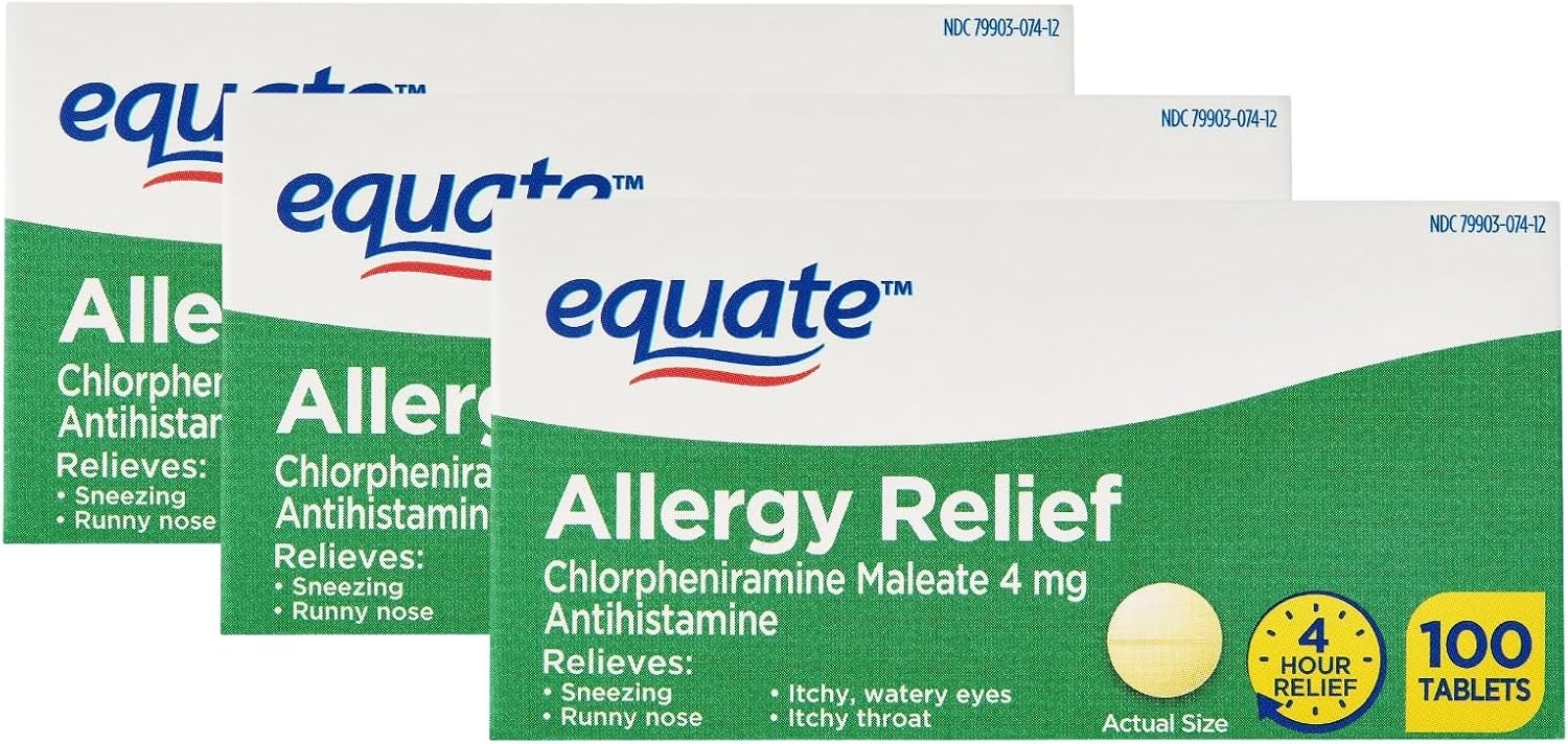 Allergy Relief Tablets 4 mg Chlorpheniramine Maleate | Antihistamine | 100 Tablets | Sneezing, Runny Nose & Itchy Eyes Relief | Pack of 3