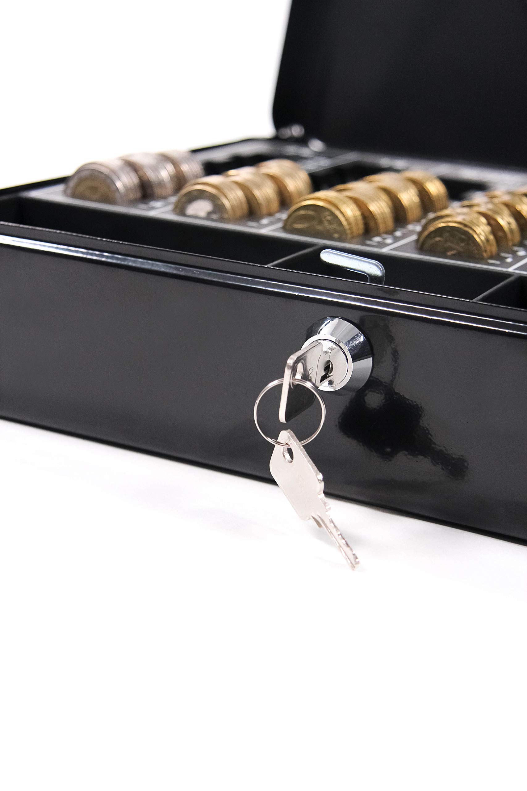 HJH Office 811001 Safe - Cassetta portavalori in Acciaio Nero, 30 x 24 x 9 cm, con 2 Chiavi