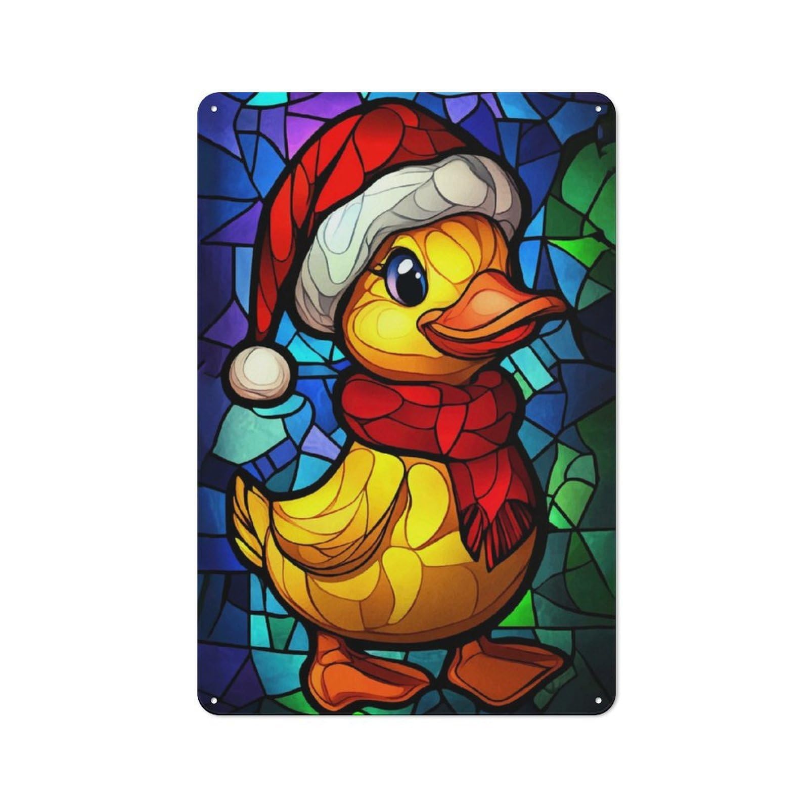 Junmoney Christmas Duckling 30X20cm Retro Metal Plaque With For Kitchen Or Home Bar, For Garage, Workshop And Man Cave Decoration