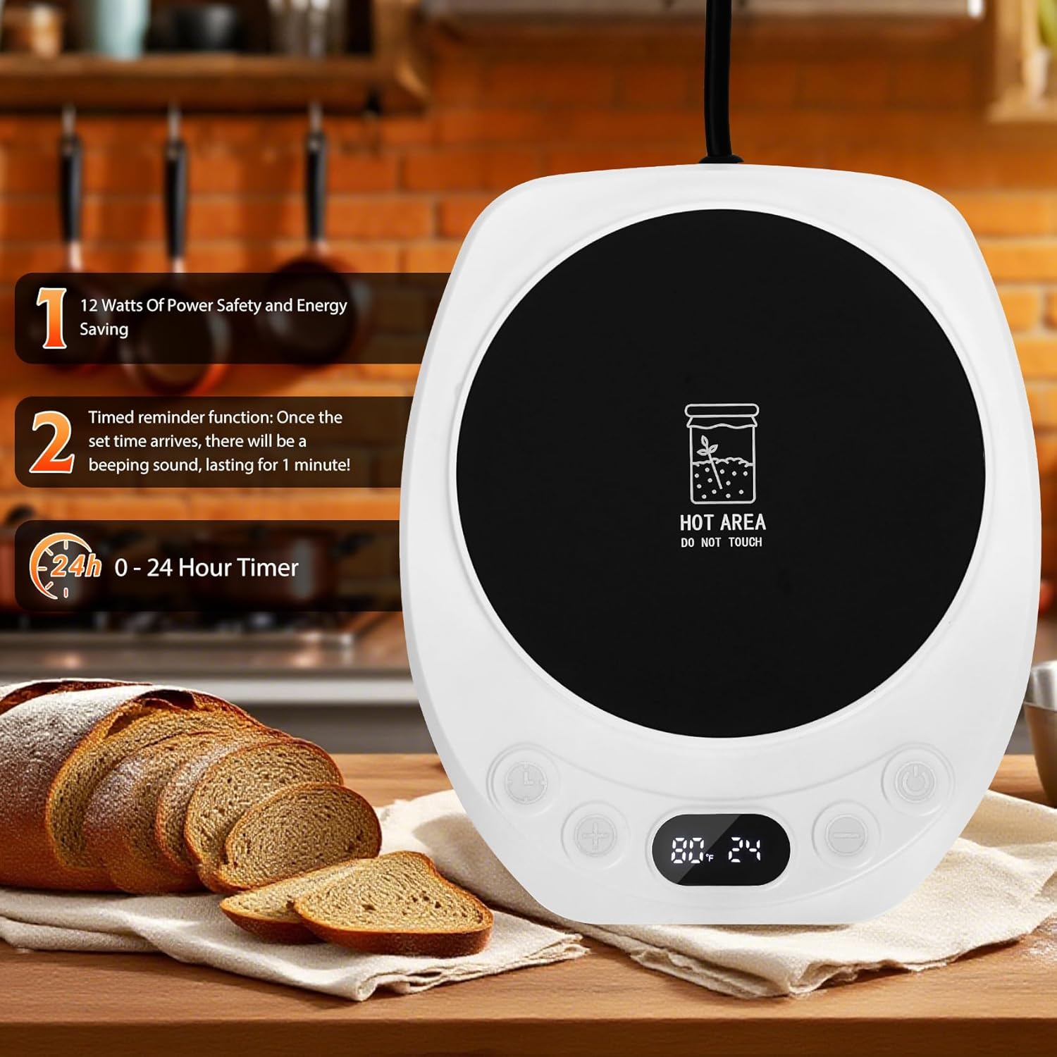 Upgraded Sourdough Starter Warmer, 1°F Precise Temperature Control From 70 To 120°F,0-24h Timer Auto Warming On/Off,Sourdough Starter Warmer Mat For Home Baking - Image 5