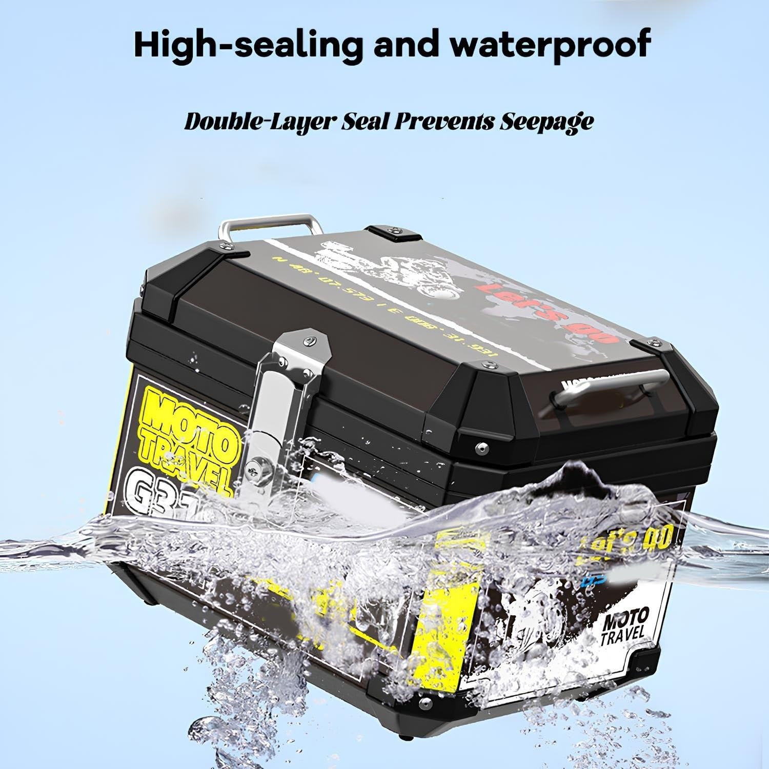 Top Case Moto 48L con Placa De Montaje Incluida, Maletero De Moto Rígido Impermeable, Espacio Suficiente para Casco Integral, Diseño para Desplazamiento Diario(48L B1)