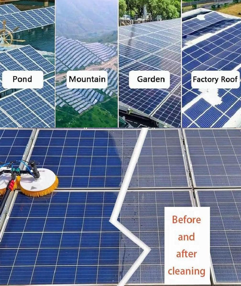 Cepillo De Limpieza Para Paneles Solares, Cepillo De Limpieza Para Paneles Solares Fotovoltaicos, Con Kit De Pértiga Telescópica, Ligero Y Estable, Fácil De Manejar, Herramienta Para Limpieza De Equi
