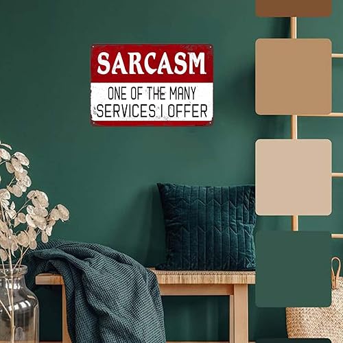 Miniatura 4 de Letrero de aluminio para garaje de 12 x 16 pulgadas  Vintage Sarcasm One of The Many Services I Offer  Divertido letrero de metal para cueva de
