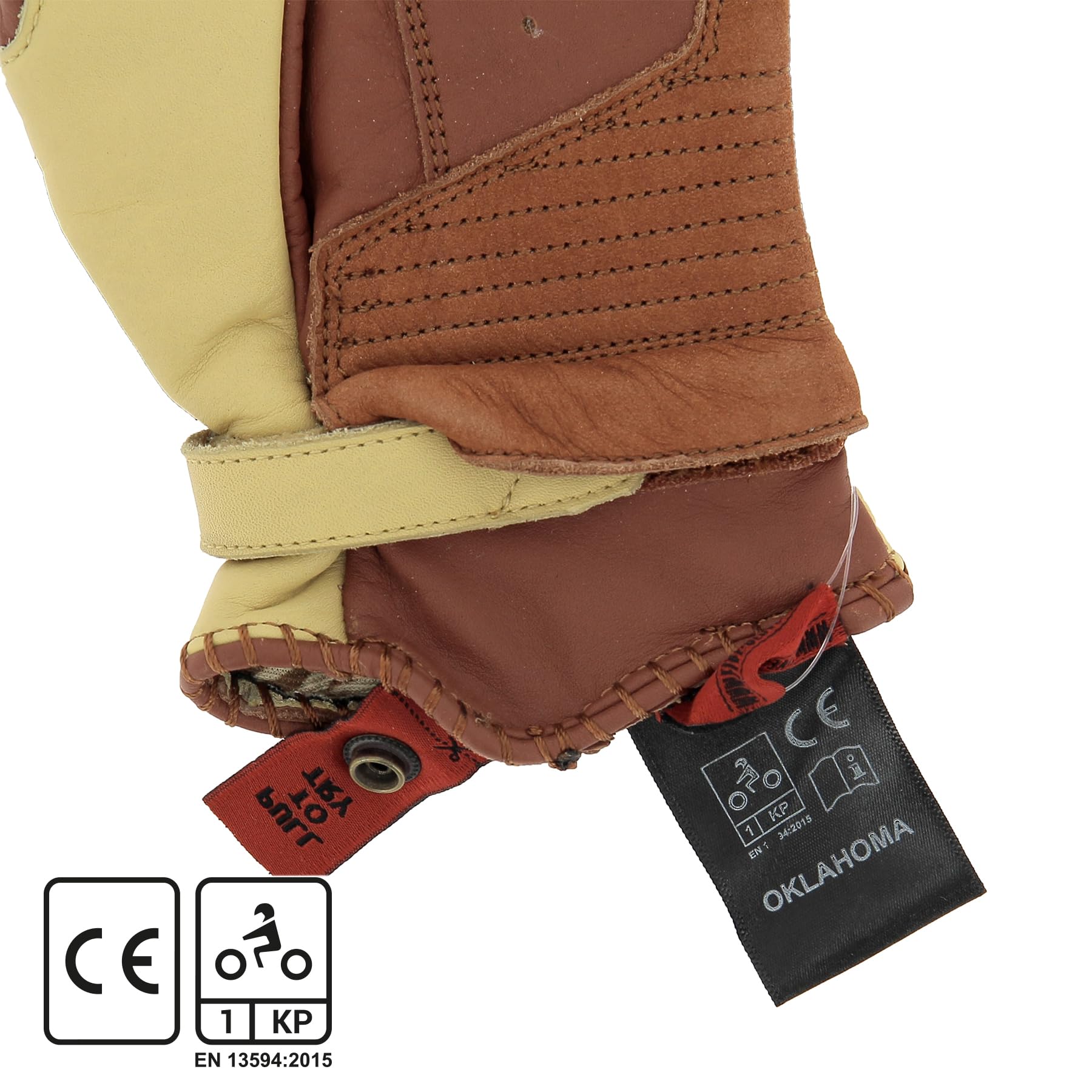 FIVE 830422 Gants de Moto Custom Vintage Homologués 1KP, OKLAHOMA, Beige, L