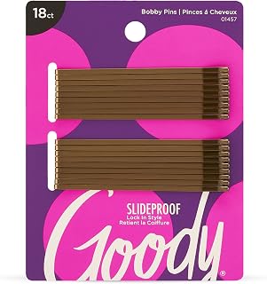 Goody Styling Hair Bobby Pins – 18 Count, Brown - Slideproof and Lock-In Place - Suitable for All Hair Types - Pain-Free Hair Accessories for Women and Girls - All Day Comfort