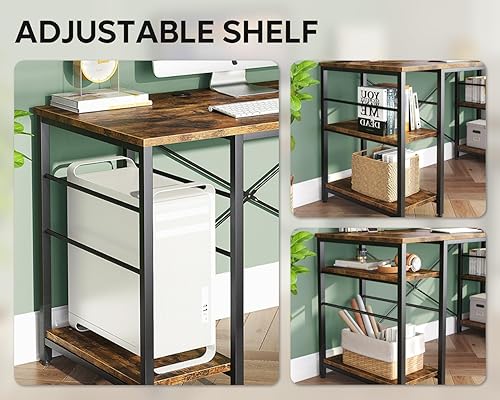 Miniatura 58 de Bestier Escritorio en forma de L con estantes, escritorio esquinero reversible de 86.6 pulgadas o mesa larga para 2 personas para oficina en casa,