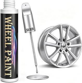 Silver Rim Touch Up Paint, Chrome Wheel Scratch & Curb Rash Repair Pen Kit | Wheel Scratch Repair Kit for Curb Rash, Chrome, Alloy, Aluminum, Enamel, Universal Silver Automotive Paint (1 fl oz)