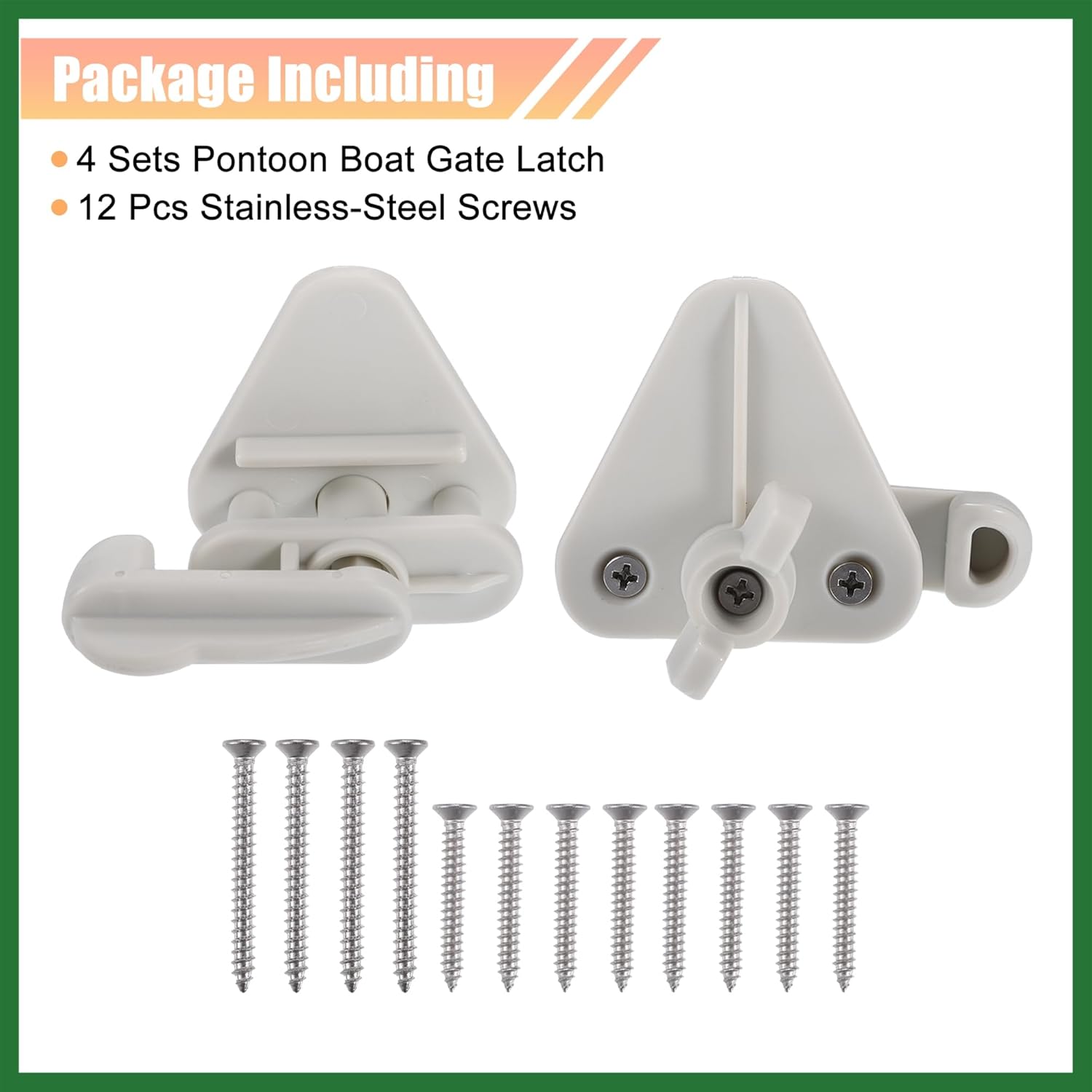 Motoforti 4pcs Pontoon Boat Gate Latches Replacement Fits 1-1.25 Inch Square Frames White Long-lasting