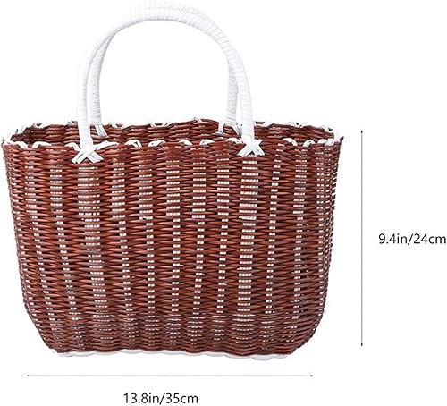 Miniatura 6 de SKIMT Desk Organizers Plastic Woven Basket Shopping Basket Vegetables Storage Basket Toys Desktop Organizer Sundries Storage Box Laundry Baskets