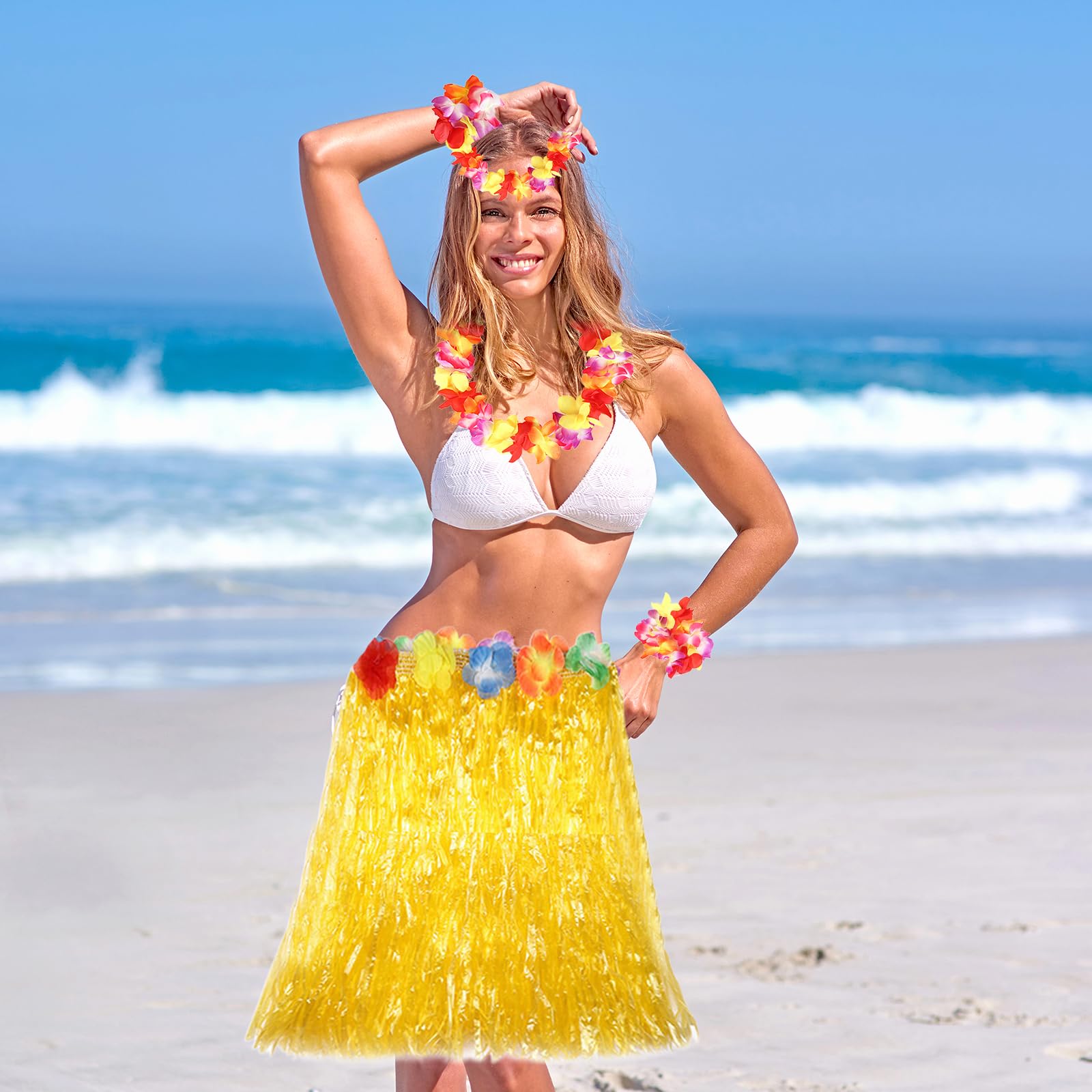 Ycfish Hawaiian Hula Grass Skirt with Adjustable Waistband - Image 4
