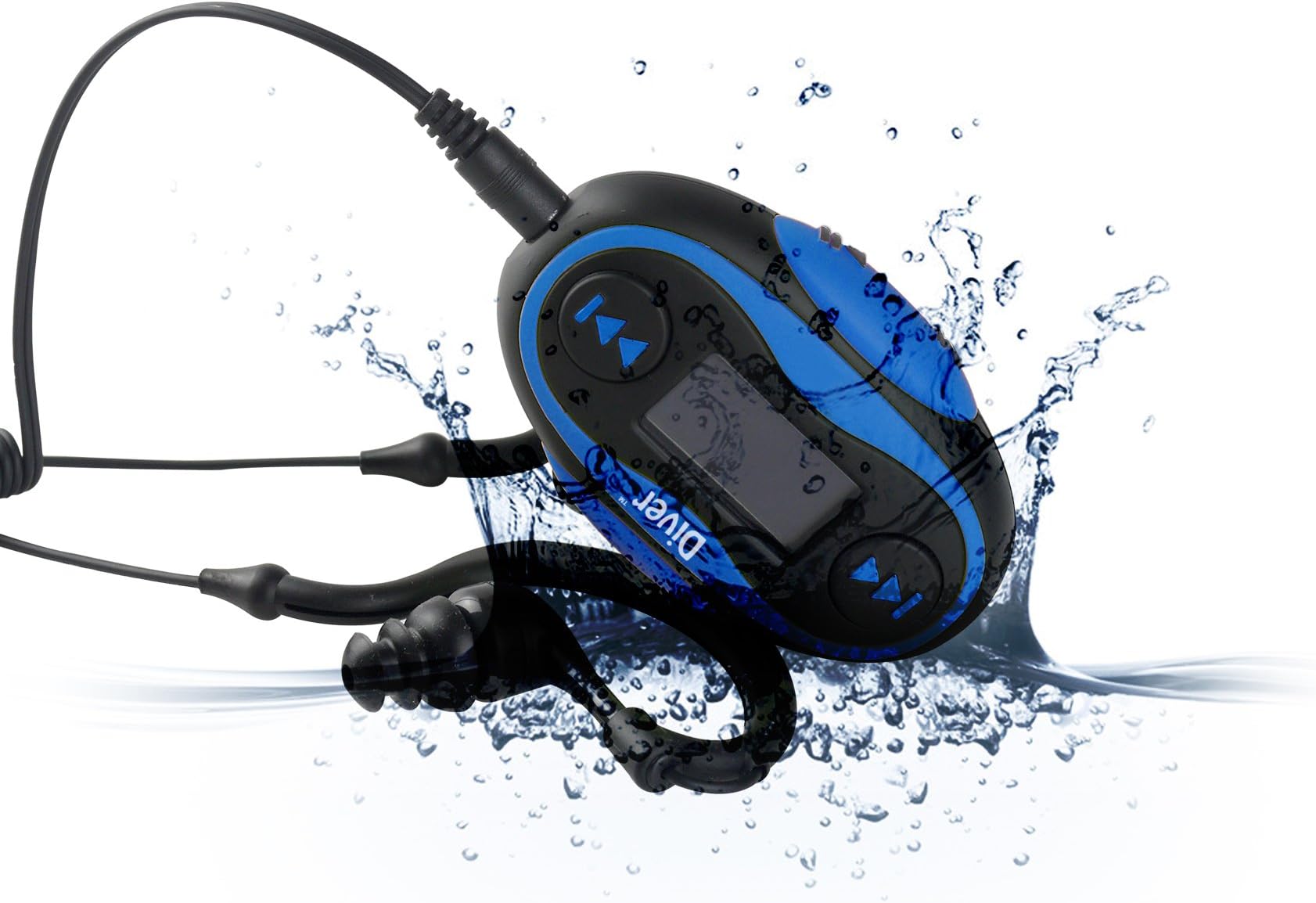 Diver 4GB Waterproof MP3 Player with LCD Display and Earphones (Blue)