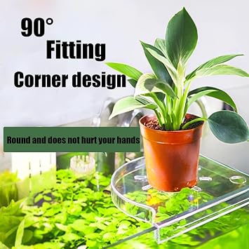 2 Pcs Aquarium Plant Holder for Rimless Fish Tank, Upgraded Aquarium Plant Holder, Corner Shelf for Fish Tank Top for Aquatic Plants, Water Feature Decoration(White
