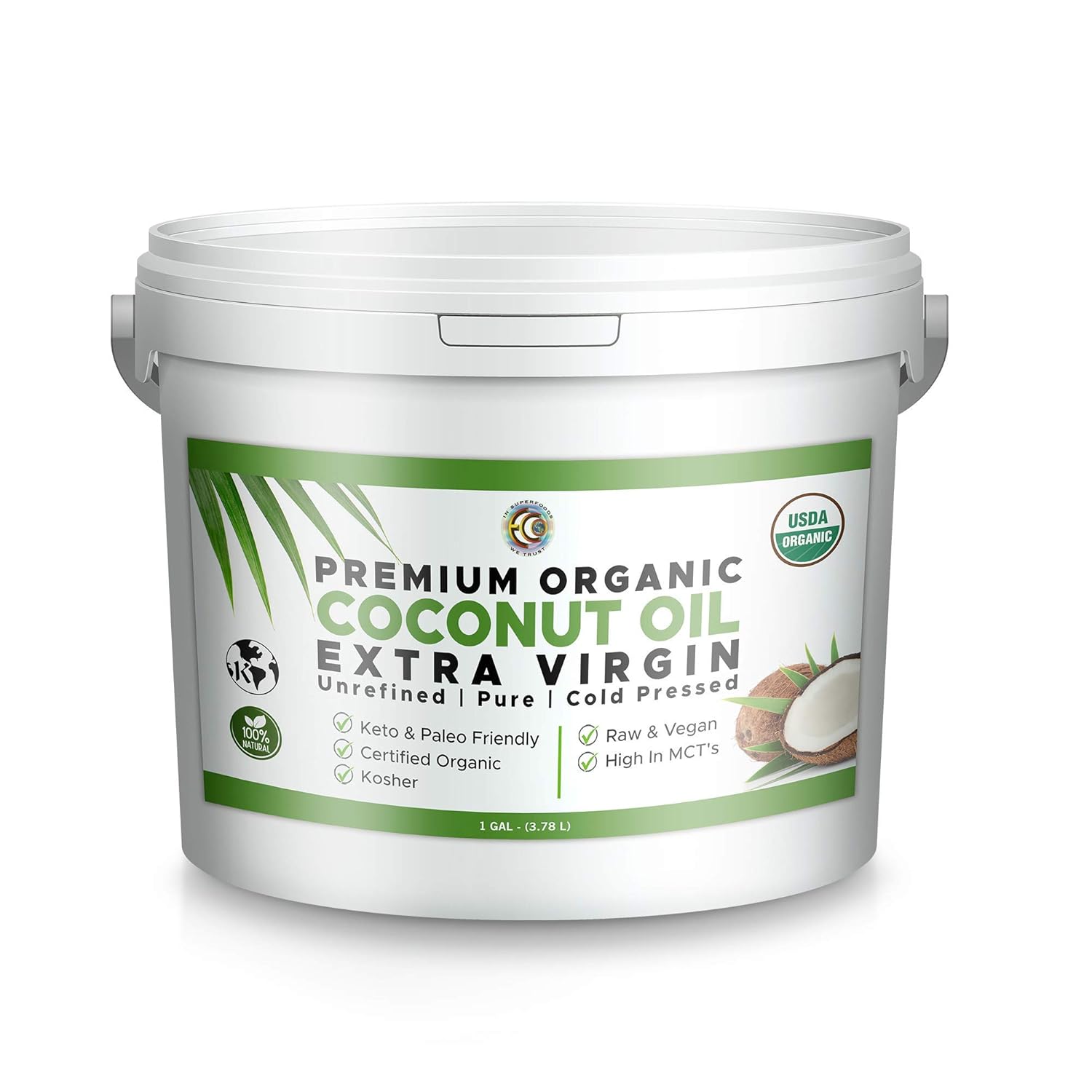 Earth Circle Organics Extra Virgin Coconut Oil, 128 Ounce