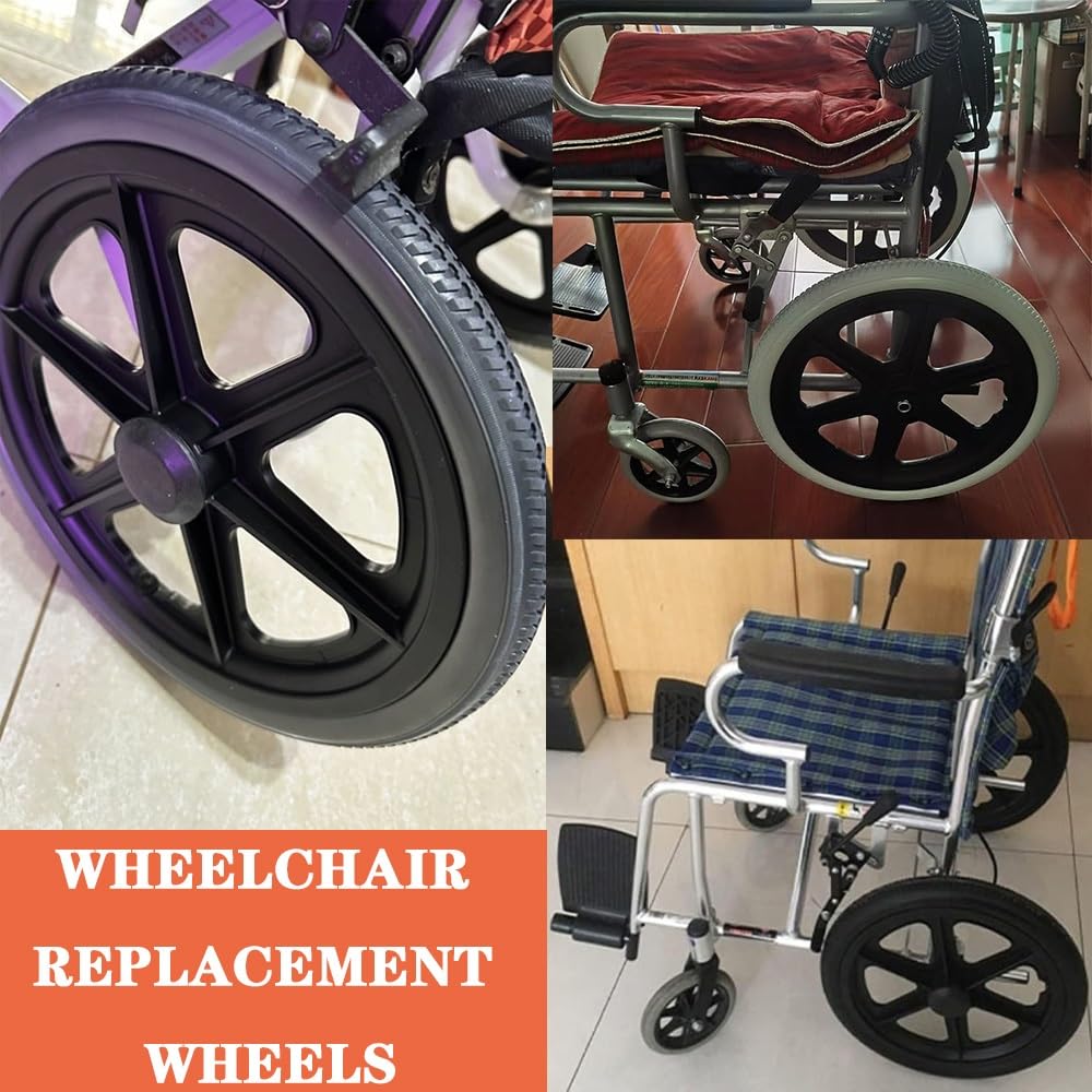 2 Piezas Ruedas Macizos Para Sillas De Ruedas Manual 16 Pulgadas Ruedas Trasera De Repuesto De Silla De Ruedas, Neumáticos No Neumática(Black)