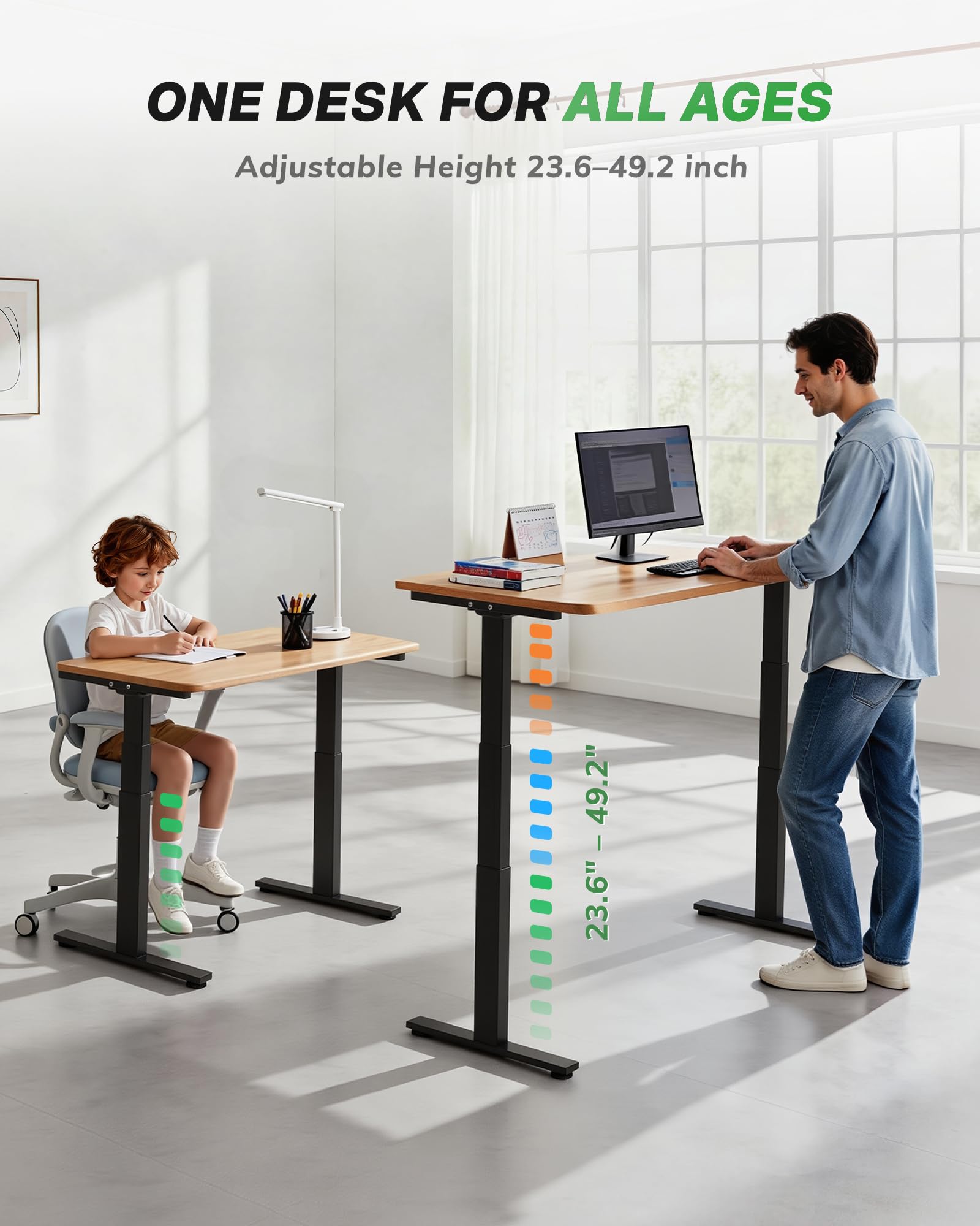 TOPSKY Escritorio Eléctrico De Pie Ajustable De 3 Etapas Con Un Solo M Con Rango De Altura Ajustable Mas Amplio De 24 A 48 4 Pulgadas Para El Hogar Y La Oficina Df01 11 Solo Marco Negro