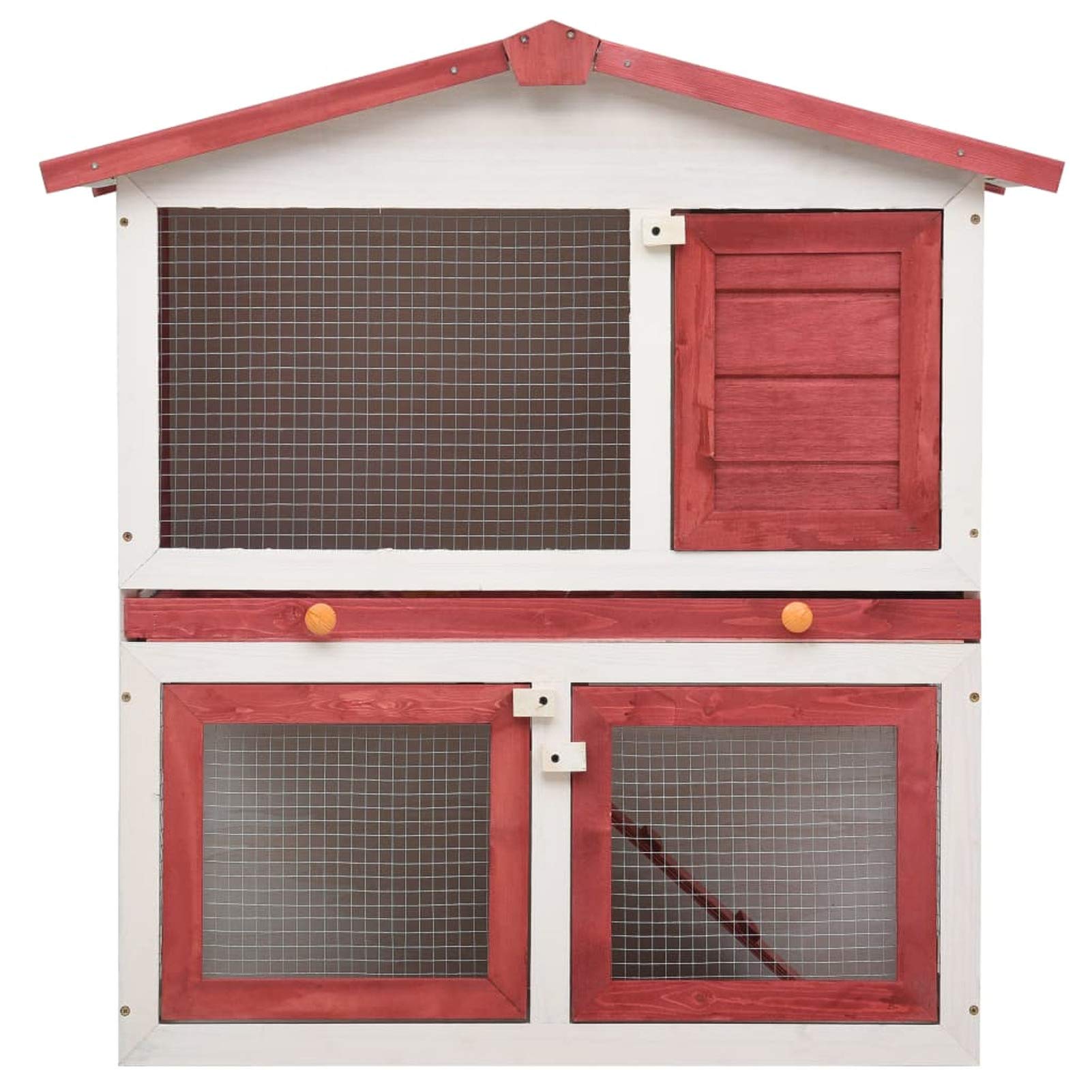 Jaula conejera con 3 Puerta, Jaula Cobaya, Jaulas para Conejos, Jaula Hamster, Casa Conejo, Casita Conejo, Conejo,s Madera Rojo