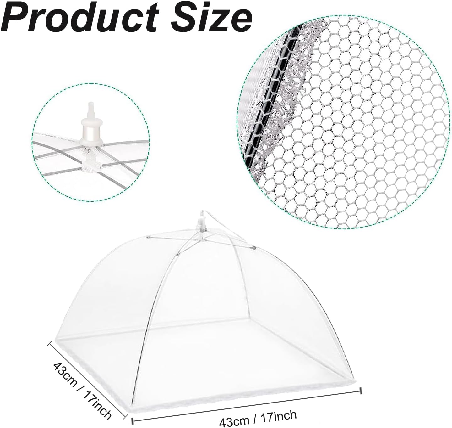 2 Pack Food Covers Pop-Up Mesh Screen Tent Umbrella 43 x 43cm, Large Food Domes Net Cover for Outdoors, Parties, Picnics, Reusable and Collapsible