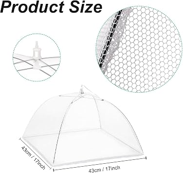 2 Pack Food Covers Pop-Up Mesh Screen Tent Umbrella 43 x 43cm, Large Food Domes Net Cover for Outdoors, Parties, Picnics, Reusable and Collapsible