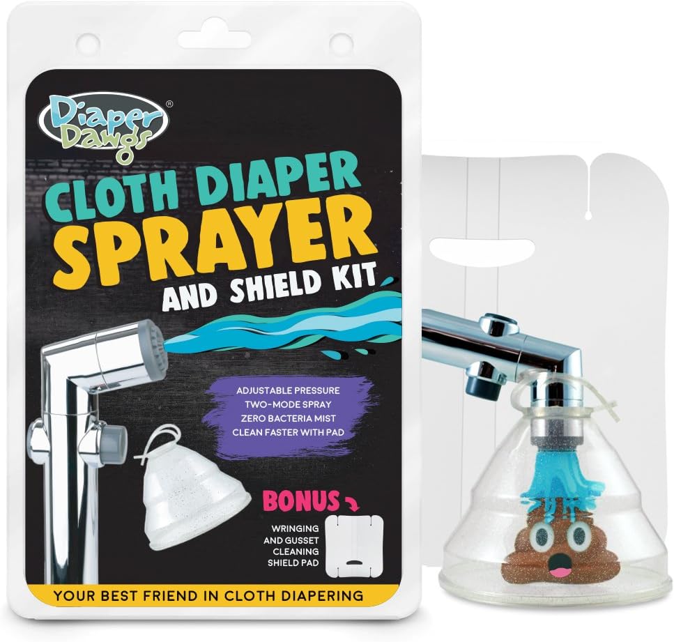 Premium Dual Mode Cloth Diaper Sprayer – Includes Patented Germ and Splatter Shield – A Powerful Diaper Washer Hand Held Bidet Sprayer for Cloth Diapers
