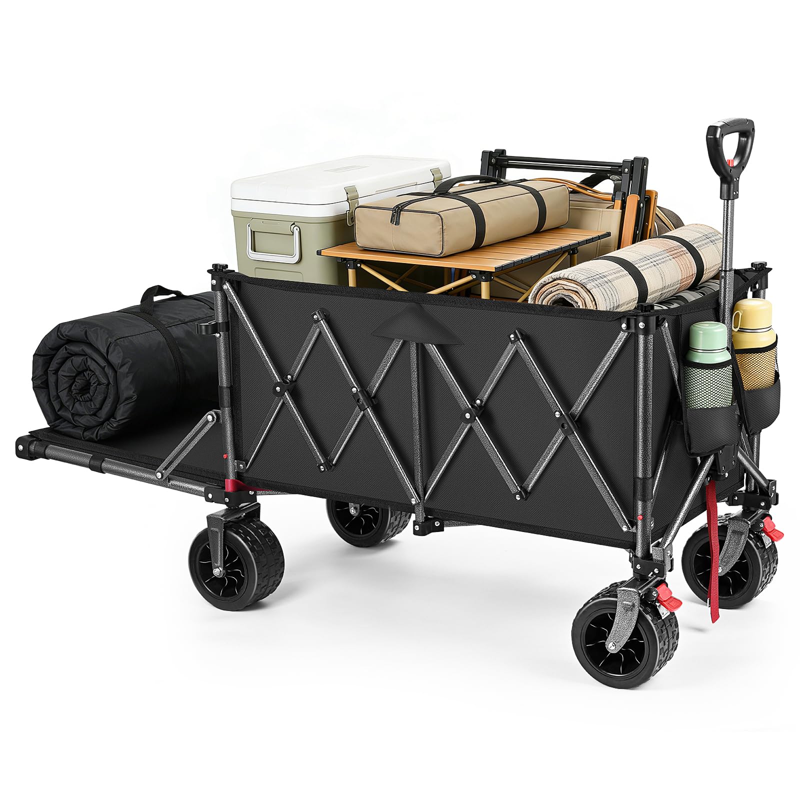 YEAUPE PRO Carro Plegable Todo Terreno – Frenos Dobles, Ruedas Anchas, Estructura Reforzada, Mango Ajustable – Ideal para Playa y Camping – 150‑240L, Negro — view 16