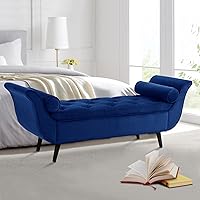 Vista 19 de Banco de almacenamiento al final de la cama para dormitorio, banco de almacenamiento de terciopelo tamaño King de 65" con 2 almohadas, banco sofá