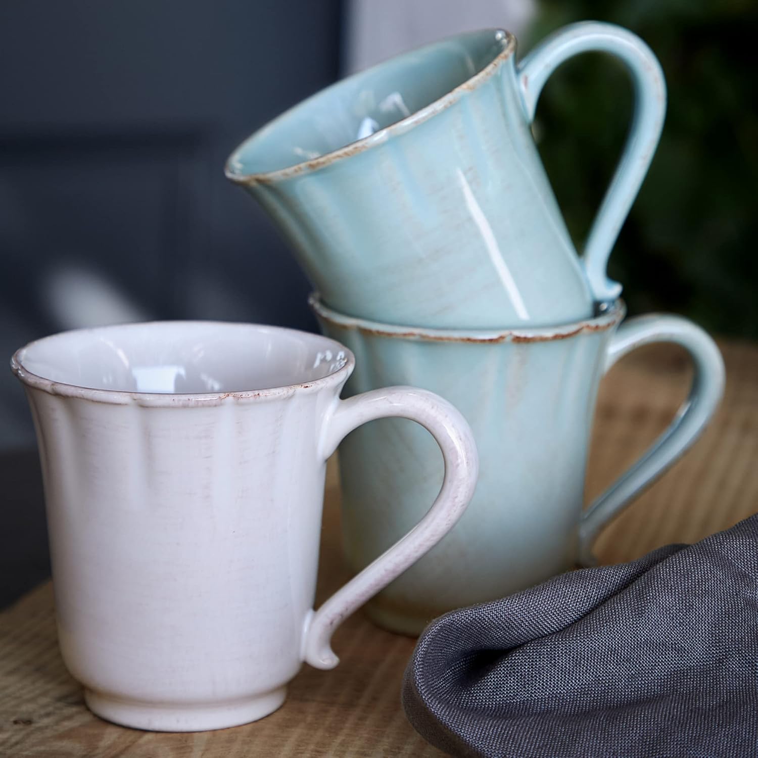 Costa Nova Ceramic Stoneware 11 oz. Mug - Alentejo Collection, Turquoise | Microwave & Dishwasher Safe Dinnerware | Food Safe Glazing | Restaurant Quality Drinkware