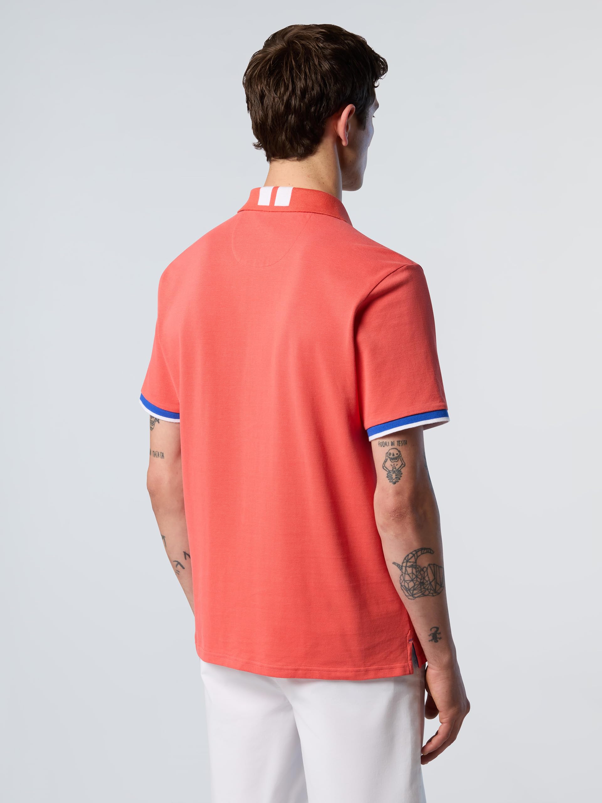 NORTH SAILS Polo Uomo in piqué di Cotone Organico con Motivo a Righe