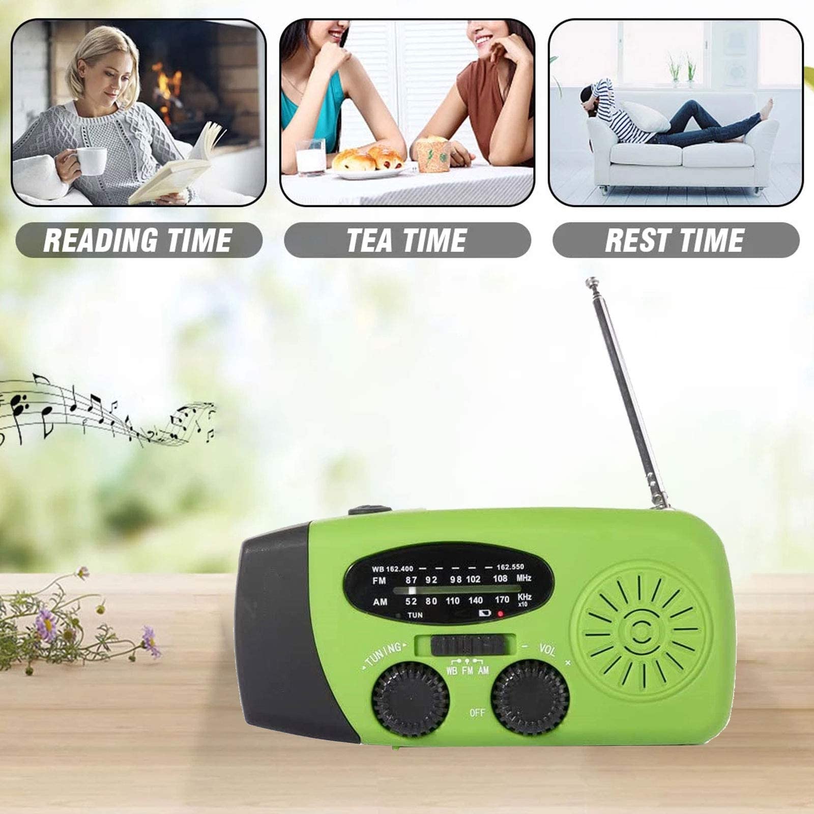 Radio A Manovella E Solare Con Torcia LED E Allarme SOS – Batteria 600 MAh, Impermeabile IPX3 Per Campeggio