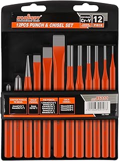 HORUSDY 12-Piece Punch and Chisel Set, Including Taper Punch, Cold Chisels, Pin Punch, Center Punch