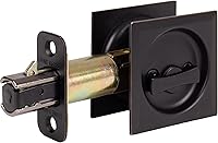 Vista 3 de Stone Harbor Hardware Cerradura de puerta de bolsillo cuadrada contemporánea, función de privacidad, fondo de 2-3/4", bronce vintage