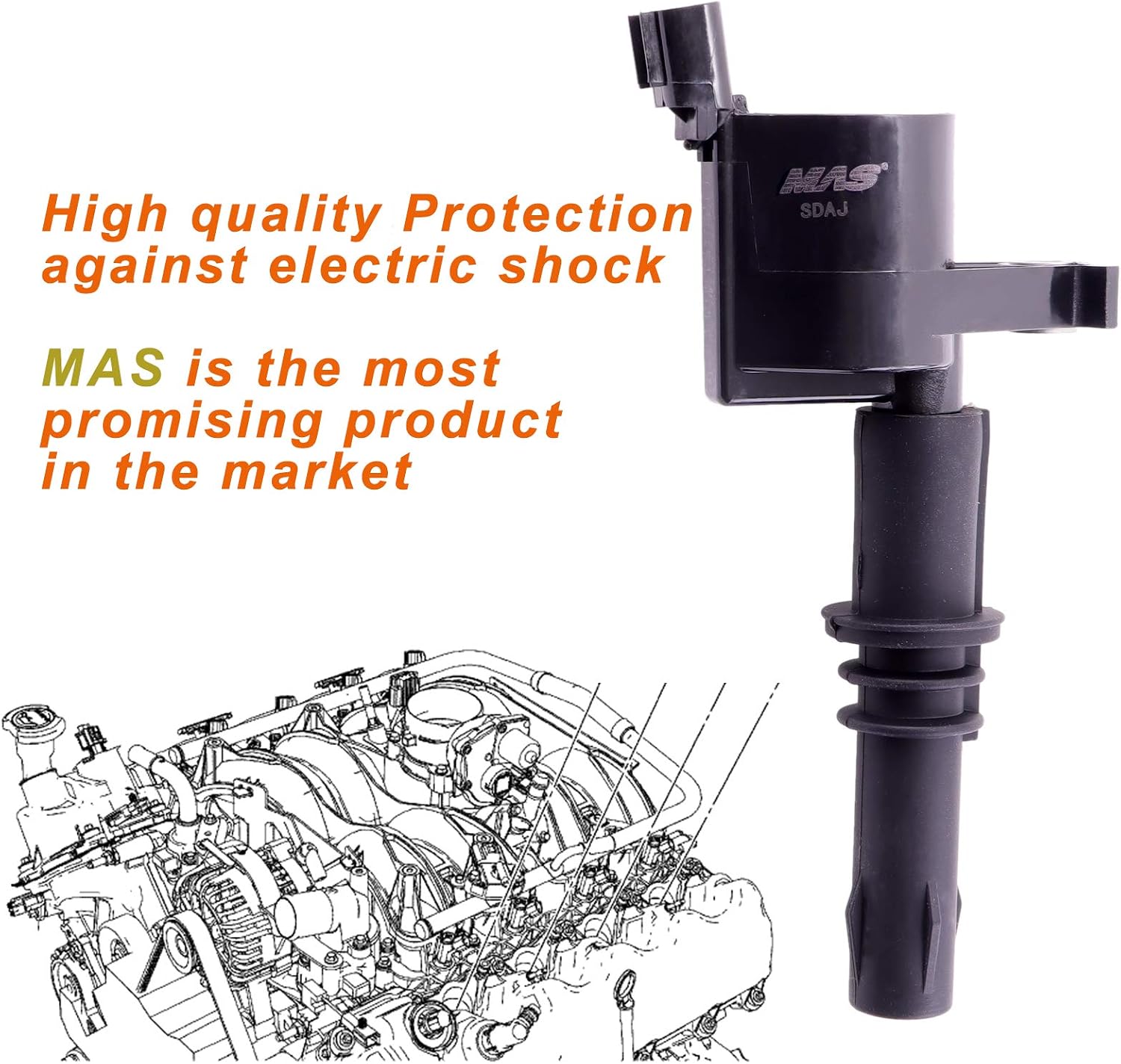 MAS Set of 8 Ignition Coils Compatible with Ford Expedition Explorer F150 F250 F350 Super Duty Lincoln Navigator Mark LT Mercury Replacement for DG511 C1541 FD508