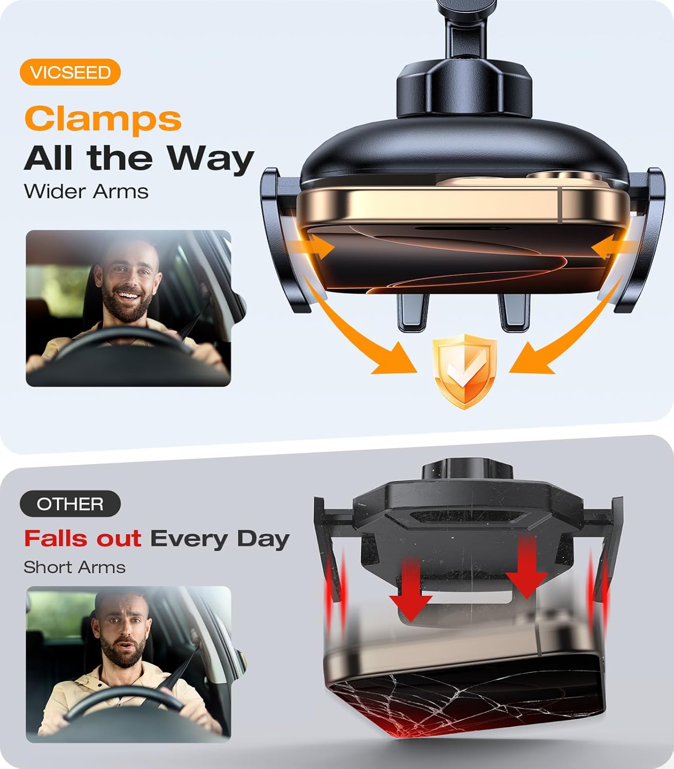 VICSEED Military-Grade Sturdy Car Phone Holder Mount, Upgraded Anti Shake Metal CD Slot & Air Vent Thick Case Friendly Phone Mount for Car Fit for iPhone 17 16 15 Samsung All Phones - Image 4