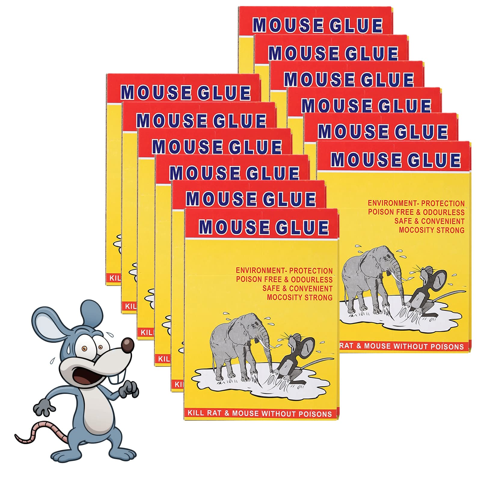 URbazaar 12 Pcs Mouse Glue Traps with Enhanced Stickiness, Rat Mouse Traps, Snake Mouse Traps Sticky Pad Board for House Indoor Outdoor, Mouse Traps Glue Boards for Mice Cockroach Ant Spider