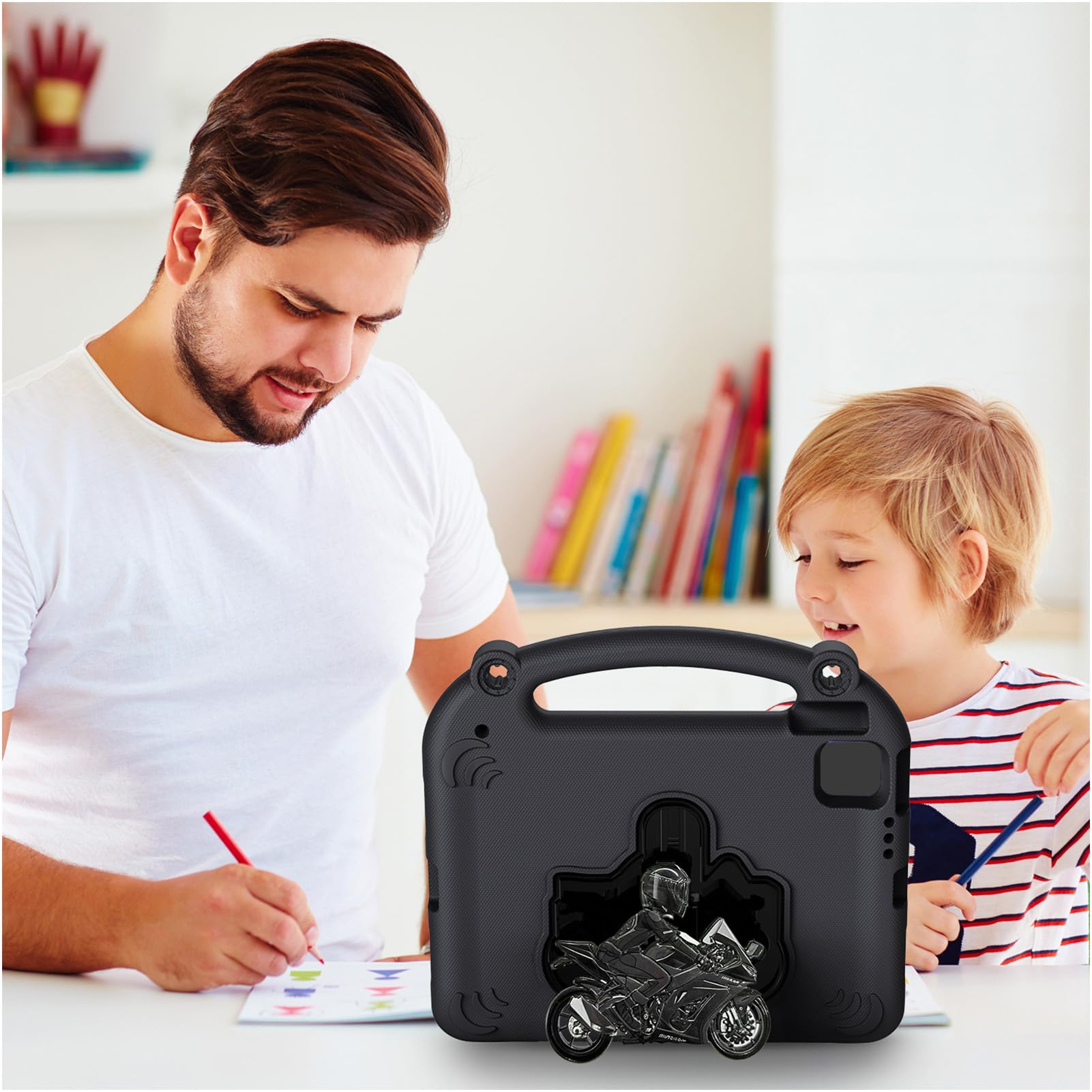 Custodia Protettiva in EVA per Bambini, Copertura per Tablet Antiurto, Protezione Totale Contro la Caduta del Corpo con Supporto e Maniglia, per 10a 11a Generazione e Altre Serie (BLACK)