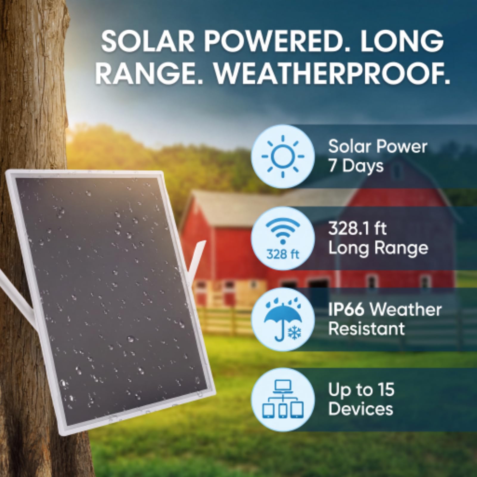 15 W Słoneczny sygnał Sygnałowy WiFi, 328,1 Stóp Dalekiego Zasięgu, Bateria 20000 MAh, 2,4 GHz 5 GHz 300 Mbps Solar WiFi Repeater, Obsługuje 15 urządzeń, IP66 Water Proof for