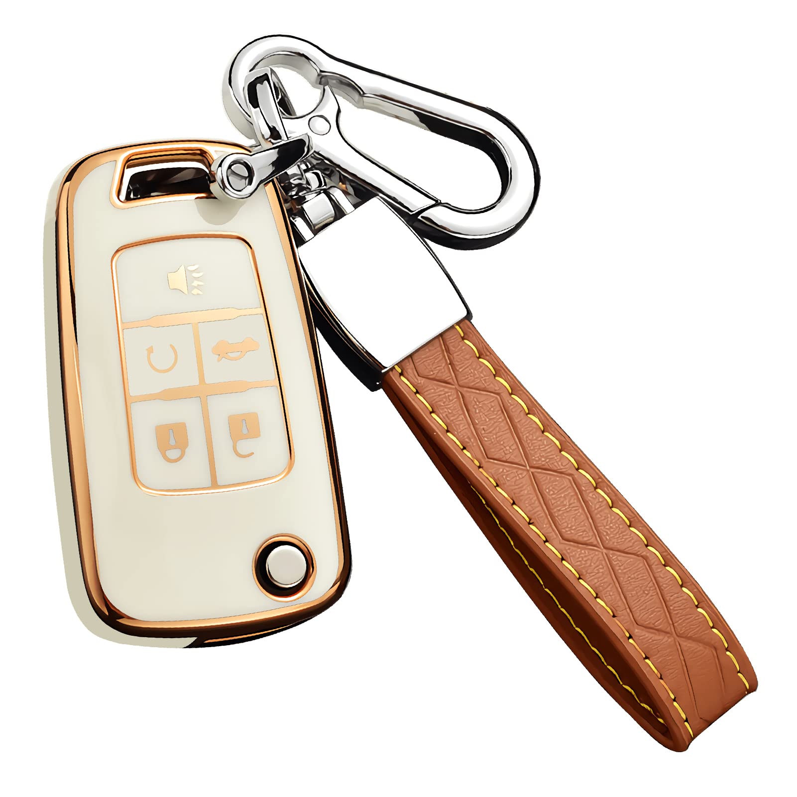 Cacacar for Chevy Key Fob Cover with Keychain, Premium TPU Full Protection Key Fob Case for Equinox Camaro Cruze Malibu Sonic Impala Buick Terrain (5