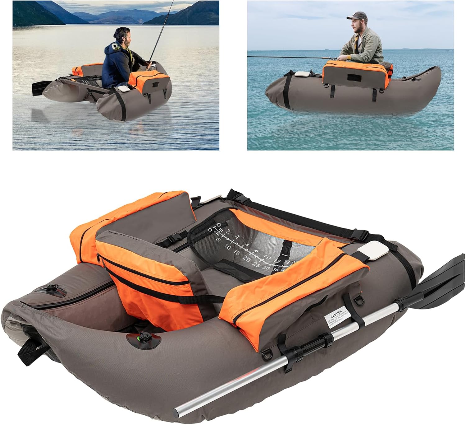 Inflatable Fishing Boat, Fishing Belly Boat, Outdoor Fishing Float Tube, Portable Fishing Raft for Angling, 286LBS Load Capacity, Gray