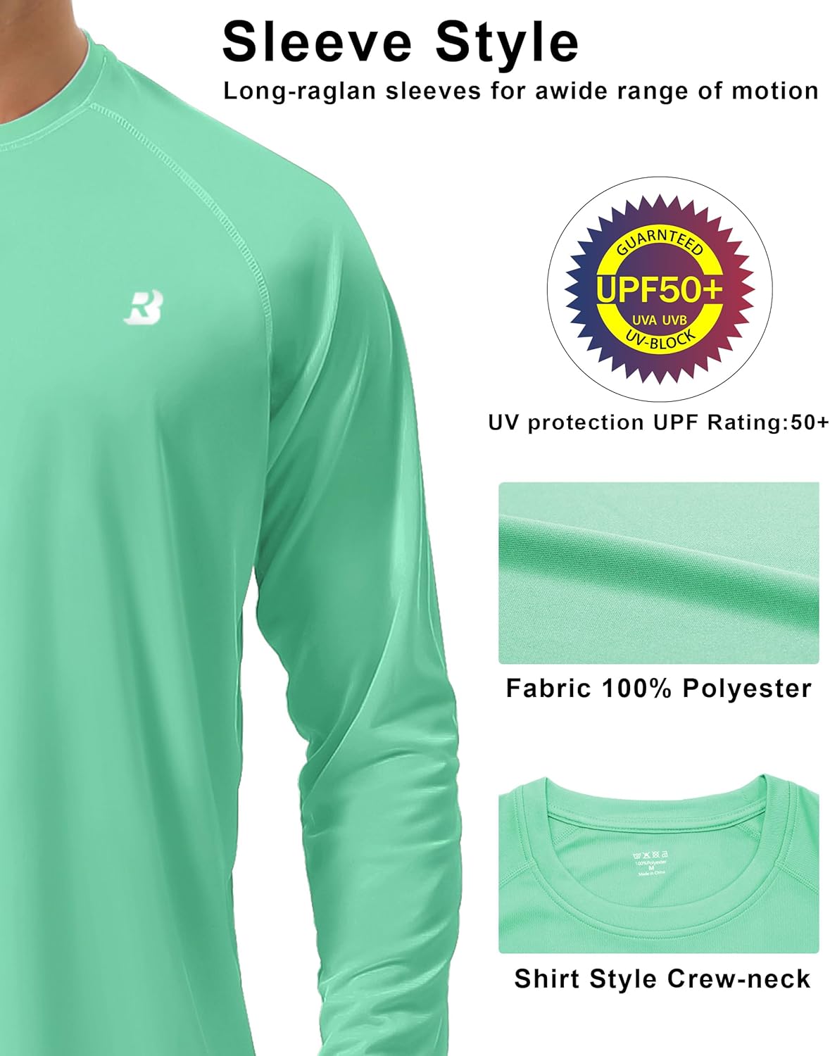 Roadbox Mens UPF 50+ UV Sun Protection Shirts Outdoor Long Sleeve SPF Rash Guard for Fishing Hiking Swimming Running - Image 4