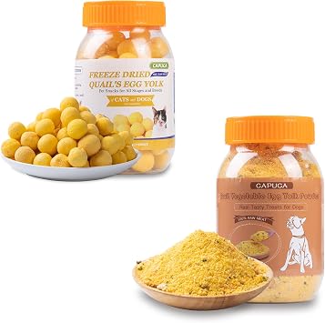 Freeze Dried Quail Egg Yolk + Fruit Vegetable Mix Yolk Powder Dogs Treats Training Treats Healthy Easy Digestion