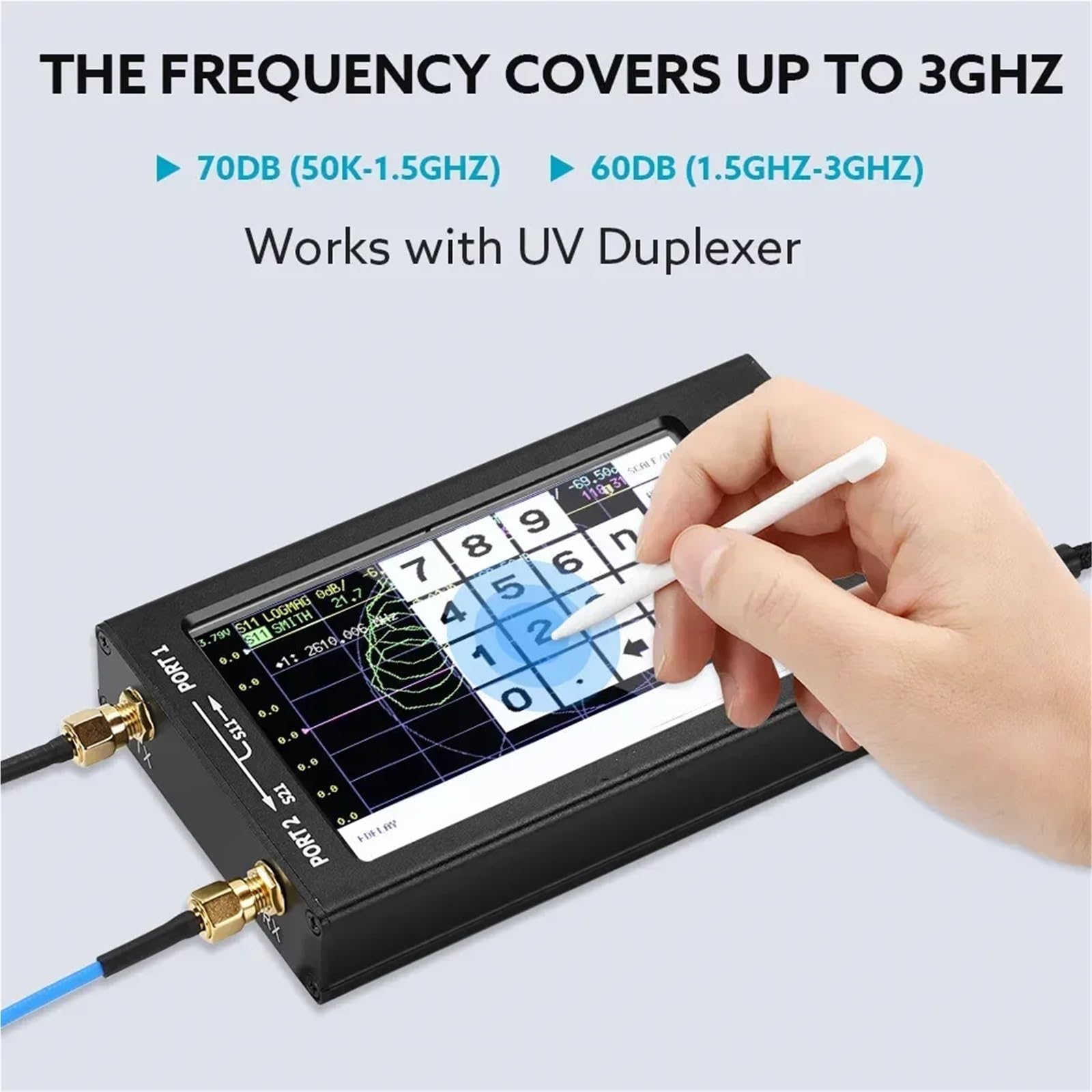 Analizator sieci, 4,3-calowy Analizator Sieci Wektorowej 50 KHz-3 GHz 801 Punktów | NanoVNA-F V2, VNA HF VHF UHF, Anten