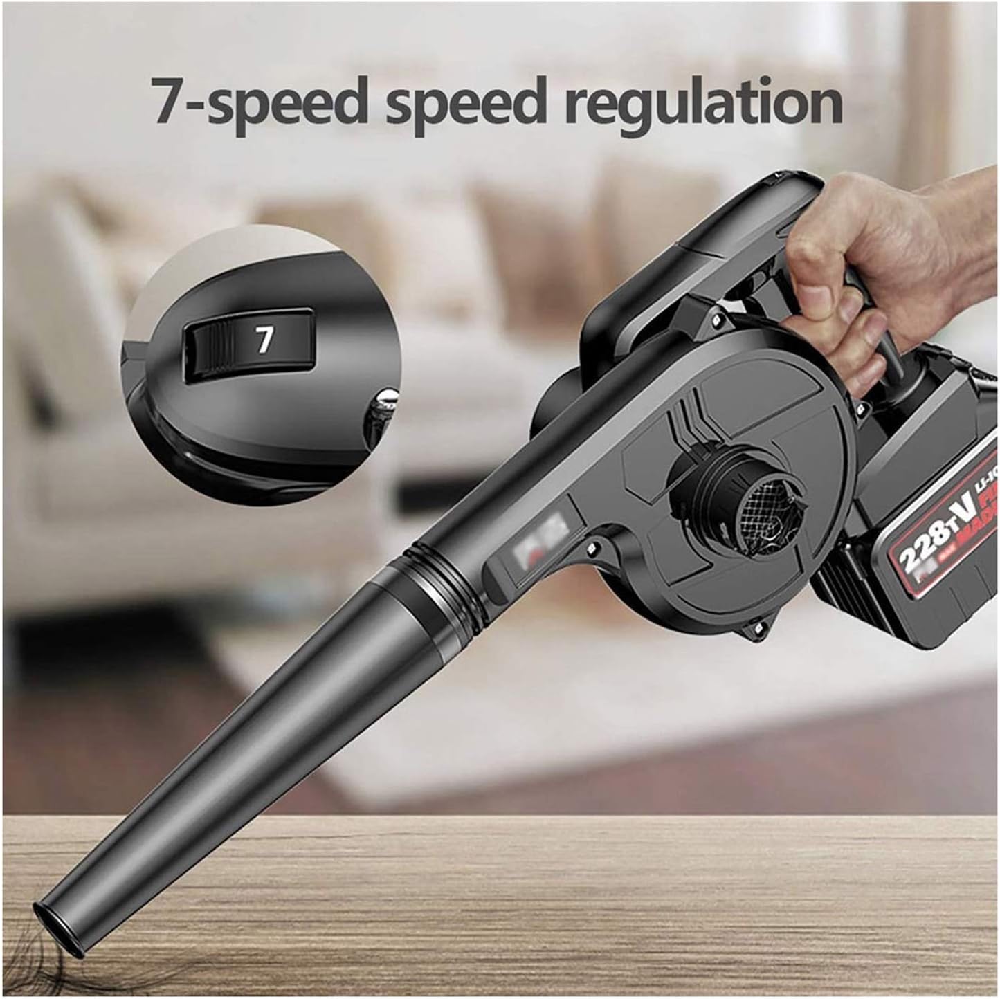 Convenient 2-in-1 Cordless Leaf Blower, 7-Speed Speed Regulation Garden Blower and Vacuum Cleaner, Lightweight (Size : Battery1-41800H)