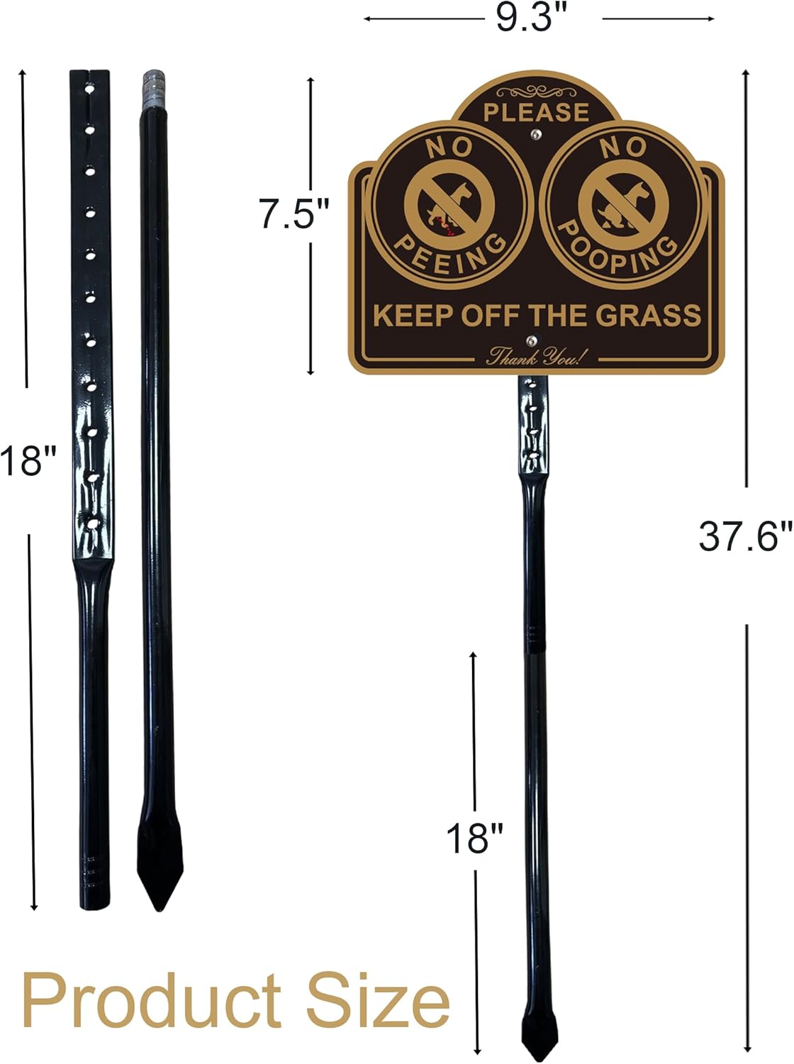 Amexiu No Dog Pooping Peeing Sign, Keep off Grass Yard Lawn Sign with 36-Inch Metal Stakes, 9.5 x 7.5 Inches Aluminum, 2Pack