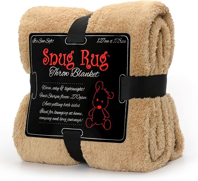 Snug Rug Special Edition Blankets Luxury Sherpa Fleece 127 x 178cm (50" x 70") Throw Blanket (Sand Beige)